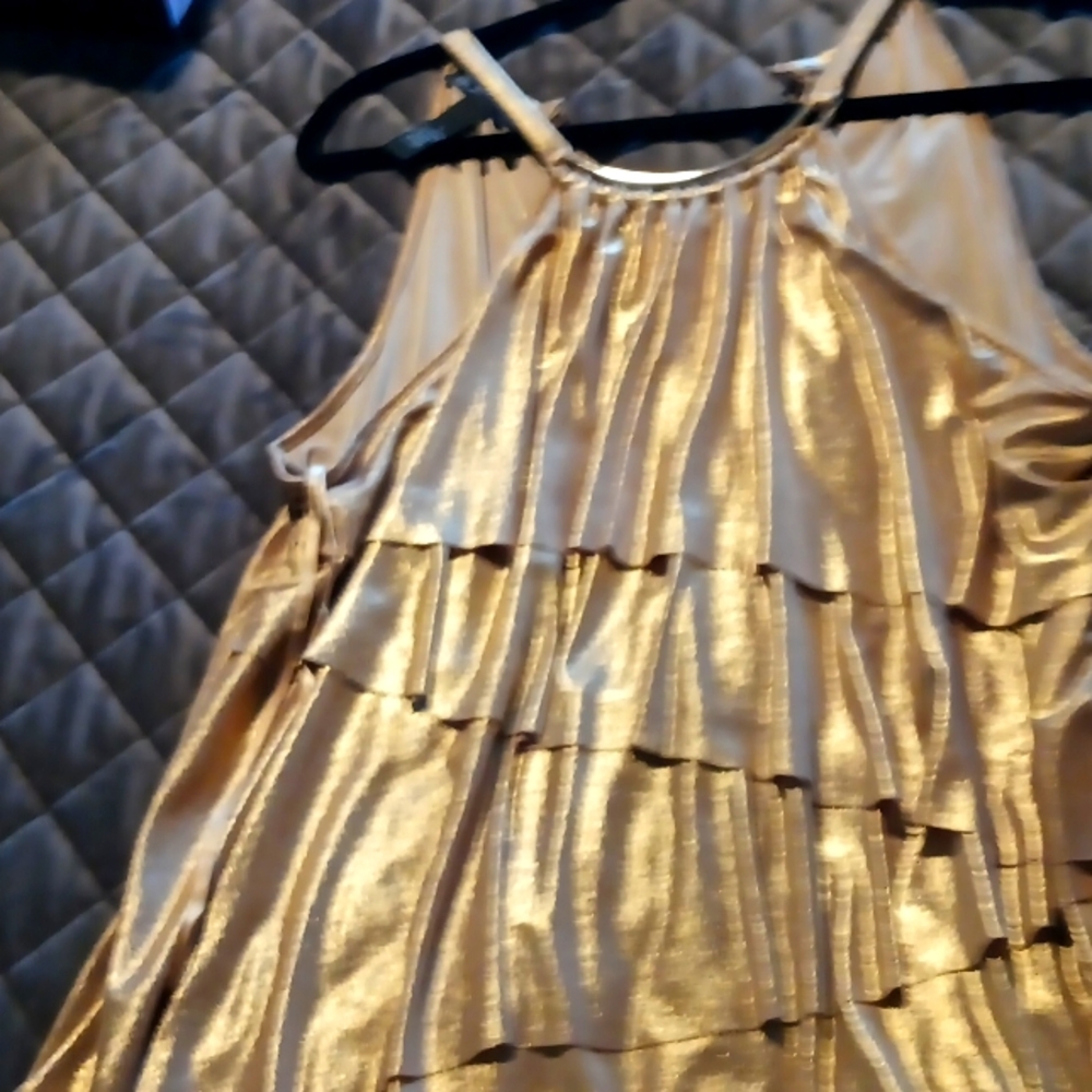 Gold Metallic I.N.C layered Tank top